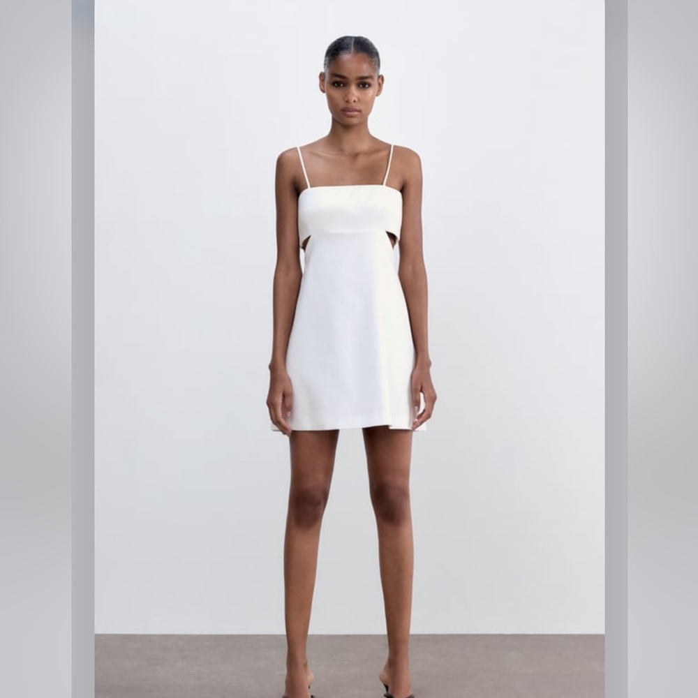 Zara white dress with cut outs